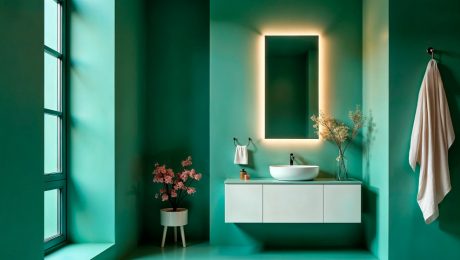 Professional bathroom painting Melbourne service applying moisture-resistant paint in a modern bathroom